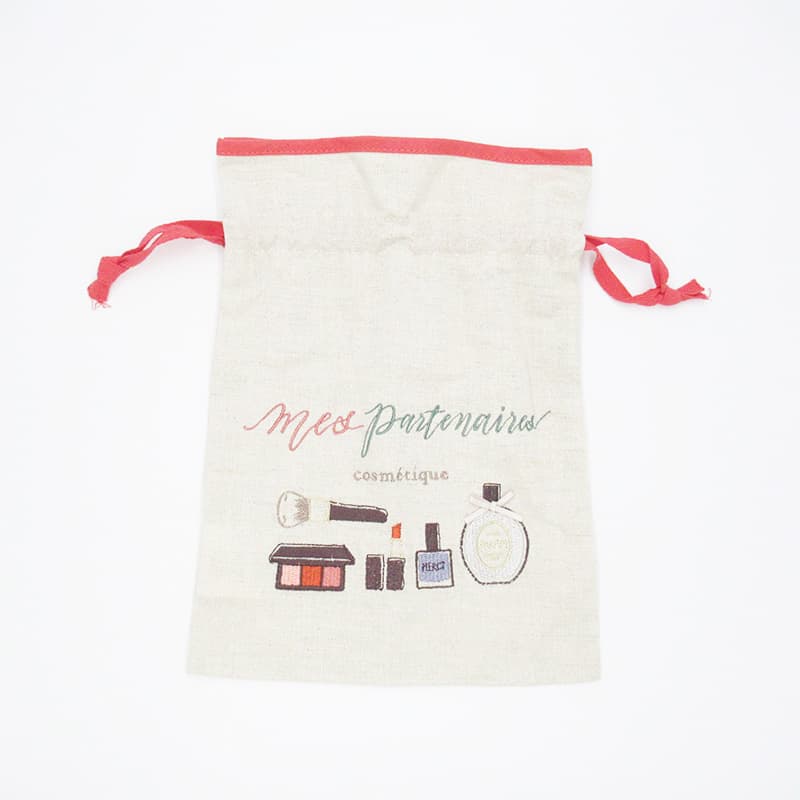 Embroidered Drawstring Pouch: Afternoon Tea Medium - Untied | Wonder Scenes
