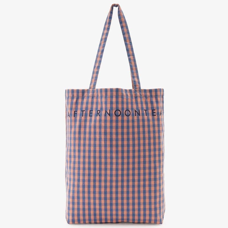 Afternoon Tea Peach Gingham Tote Front