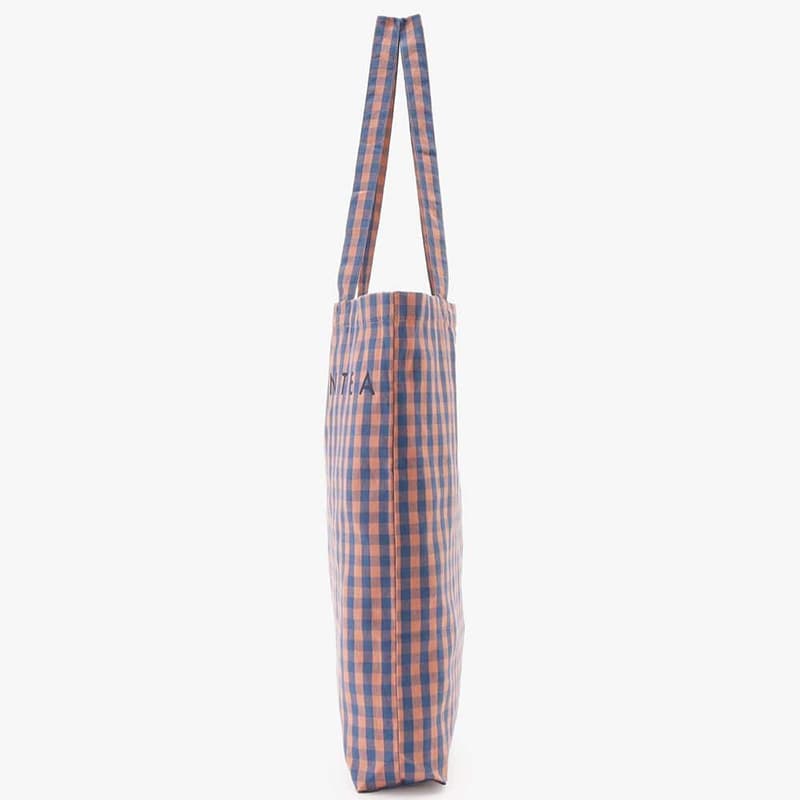Afternoon Tea Peach Gingham Tote Side