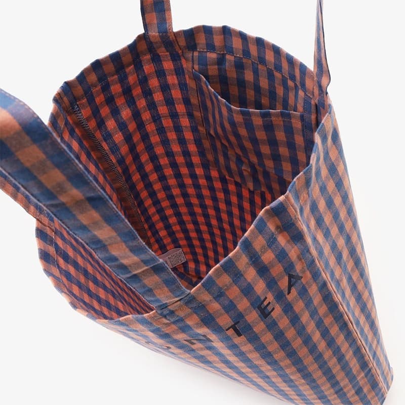 Afternoon Tea Peach Gingham Tote Inside