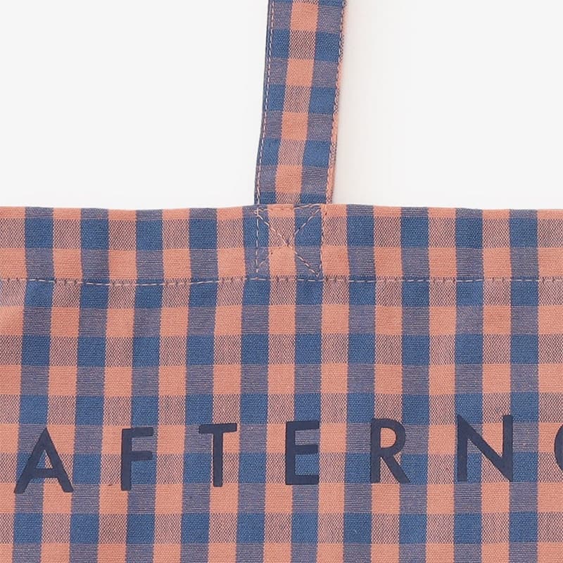 Afternoon Tea Peach Gingham Tote Handle Stitching