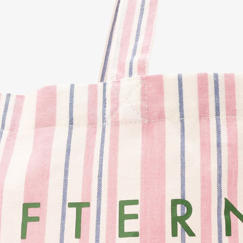 Afternoon Tea Pink Stripe Tote Handle Stitching