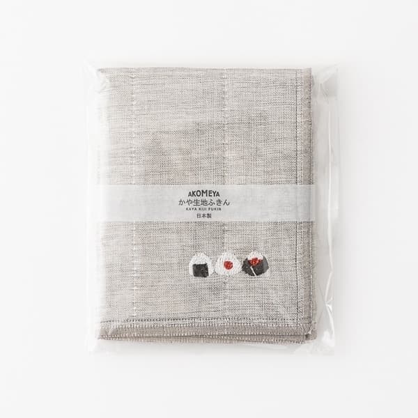 AKOMEYA TOKYO Kaya-Fabric Kitchen Towel Infused with Binchotan Charcoal - Rice Ball Embroidery