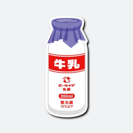 Retro Japanese Milk Bottle Sticker: Waterproof Vinyl by B-Side Label | Wonder Scenes