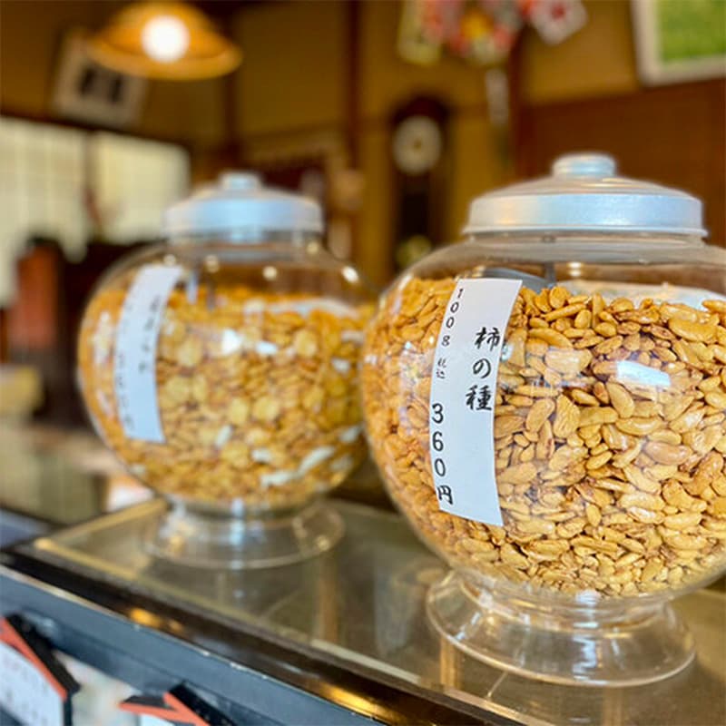 Rice Crackers in Glass Jar at Kikumi