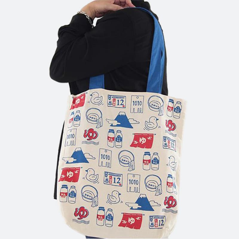 Sento Bathhouse Inspired Tote Large on Shoulder